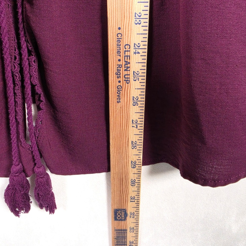Maurices Cardigan Women's L Purple Open Front Tassel Tie Boho Kimono Top Blouse - Picture 12 of 16